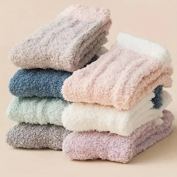 Fuzzy Cozy Socks for Women, Soft Fluffy Slipper Warm Sleep Socks 5 Pack NEW - Picture 5 of 10